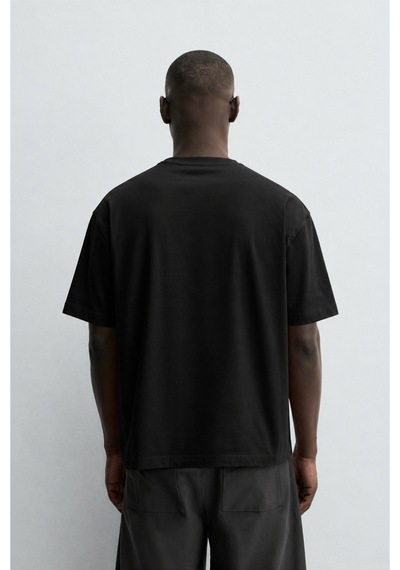 Modivibe Erkek Oversize T-shirt Kalın Dokulu %100 Pamuk Geniş Kesim Siyah