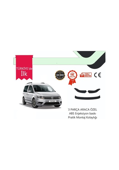 Vw Caddy 2016 Sonrası 3 Parça Ön Lip Siyah