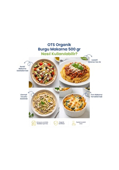 Ots Organik Burgu Makarna 500 gr (Organik Sertifikalı, Pestisit Analizli)