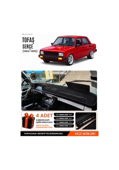 Tofaş Serçe 1984-1995 Uyumlu Torpido Koruma, Torpido Örtüsü, Torpido Kılıfı - Siyah - Tf004