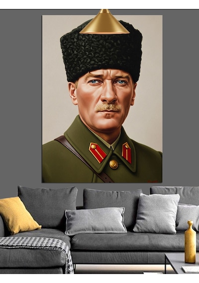 Mustafa Kemal Atatürk Askeri Portresi Dekoratif Kanvas - Mdf Ahşap Tablo