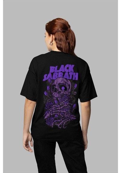 Sevbano Black Sabbath Müzik Grubu Baskılı Unisex Oversize Tasarım Tişört Siyah