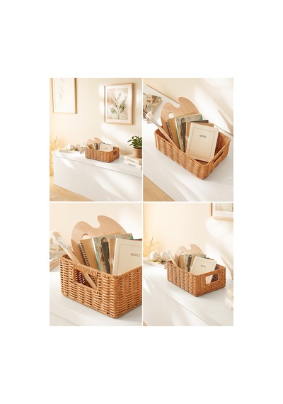 Ocean Home Textile Yıkanabilir Bej Pp Rattan Sepet 33 X 23 X 11 Cm