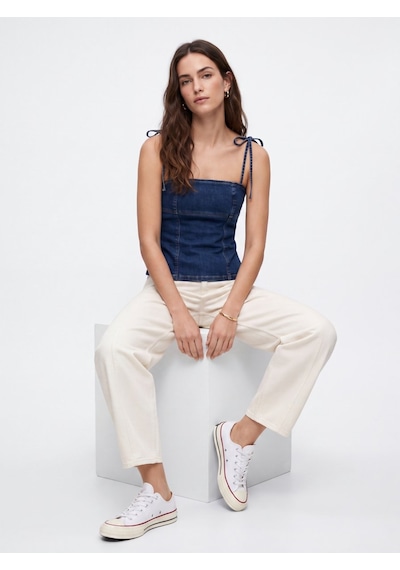 LTB Junna Slim Fit Askılı Dark İndigo Crop Bluz