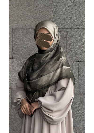 Qalortex Scarf Pamuklu Soft Luna Desen Eşarp-zeytin Yeşili