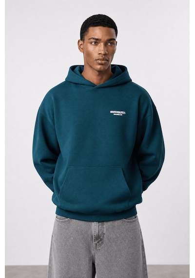 Respire Erkek Absofuckinlutely Baskılı Oversize Hoodie Zümrüt Zümrüt Yeşili