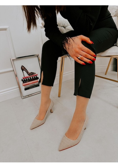 Ervanın Butiği Bej Tüvit Freda Kadın Stiletto-3864
