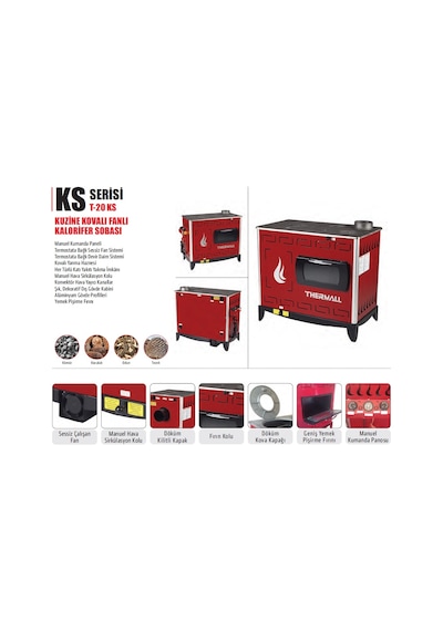 Thermall T-20 Ks Kuzine Kovalı Kalorifer Soba-20.000 Kcal-23.2 Kw