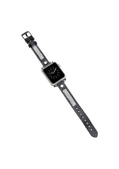 Apple Uyumlu Watch    Deri Kordon 38-40-41mm Taşlı St Rst1