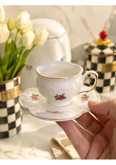 6 Kişilik Porselen Rosalie Kahve Fincanı 90 Ml-7506 Çok Renkli