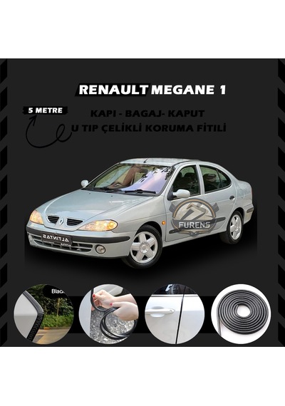 Renault Megane 1 Oto Araç Kapı Koruma Fitili 5metre Parlak Siyah Renk