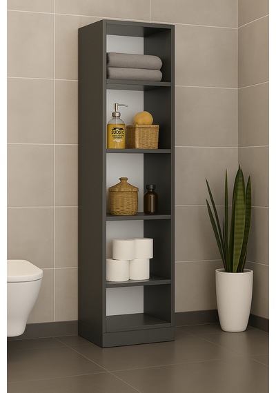 Modern 5 Raflı Çok Amaçlı Dolap Antrasit