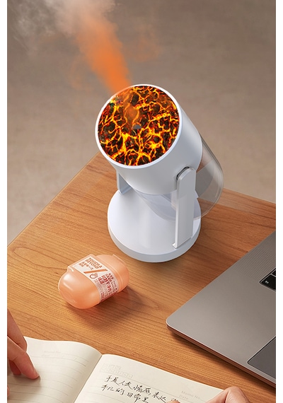 Volkanik Ultrasonik Hava Nemlendirici Led Işıklı Buhar Makinası Araç - Ev Aroma Difüzörü 280ml