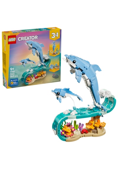 LEGO® Creator 3'ü 1 Arada Deniz Hayvanları: Güzel Yunuslar 31385 – 9 yaş ve üzeri çocuklar için Yaratıcı Oyuncak Yapım Seti (542P)