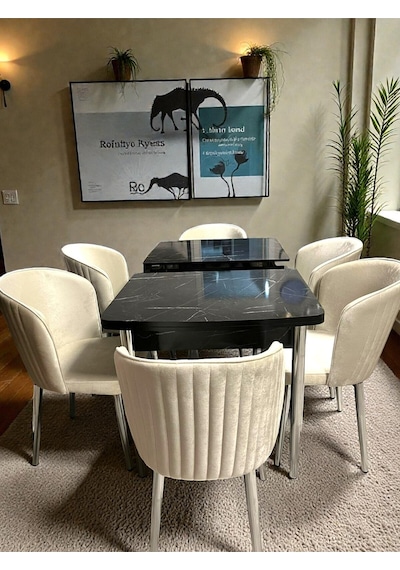 Msy Home 6 Kişilik Exclusive Kelebek Black Marble Krom Ayaklı Modern Yemek Odası Grubu 84512 Bej Msy Home 6 Kişilik Exclusive Kelebek Black Marble Krom Ayaklı Modern Yemek Odası Grubu 84512 Bej