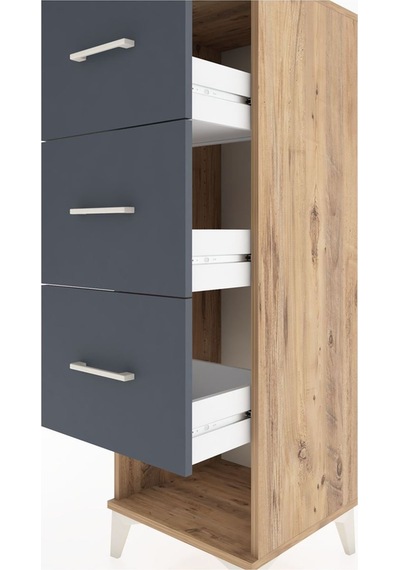 Hyperion Dolap 3 Çekmeceli 44x44x134 Çam-antrasit Atlas Çam