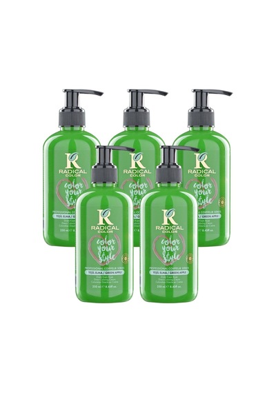 Radical Color New 25/greenapple Amonyaksız Su Bazlı Saç Boyası 250 Ml 5 Adet Yeşil Elma