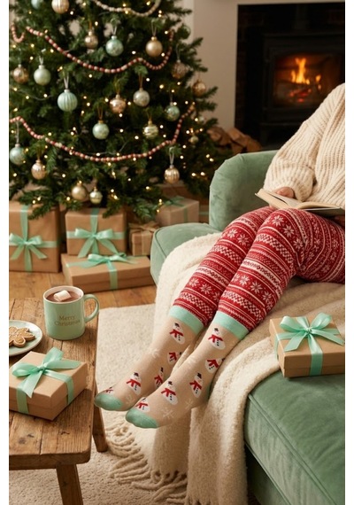 Socketta Christmas Koleksiyonu 4 Lü Kendinden Örgü Desenli Yılbaşı Çorapları Yeşil-lacivert-bej-siyah Desenli Socketta Christmas Koleksiyonu 4 Lü Kendinden Örgü Desenli Yılbaşı Çorapları Yeşil-lacivert-bej-siyah Desenli