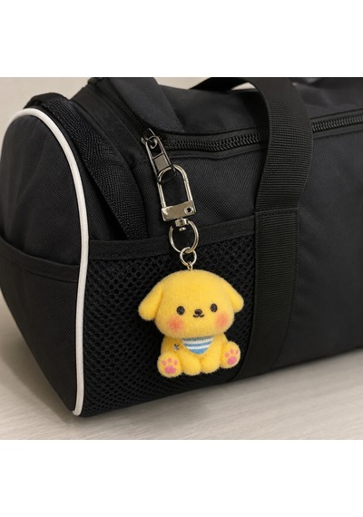 Puffy Pati Sarı Peluş Köpek Charm Anahtarlık Sevimli Çanta Aksesuarı Hediye