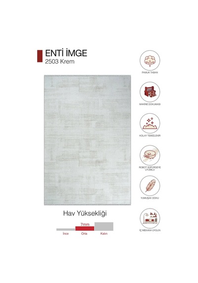 Hoom Rugs İmge 2503 Krem Geometrik Desenli Akrilik Salon Halısı
