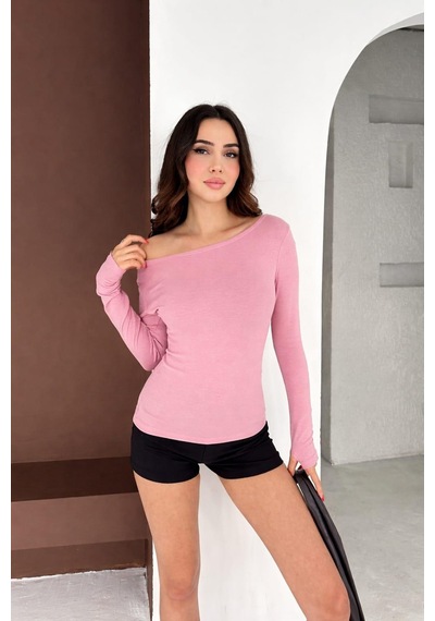 Elaxi Kadın Kayık Yaka Parmak Geçmeli Uzun Kollu Full Likralı Pamuk Viskon Buzzy Body Tişort Pembe Elaxi Kadın Kayık Yaka Parmak Geçmeli Uzun Kollu Full Likralı Pamuk Viskon Buzzy Body Tişort Pembe