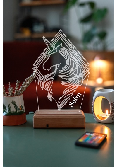 Kişiye Özel 3D Unicorn, Kız Çocuğuna Hediye Masaüstü Led Lamba
