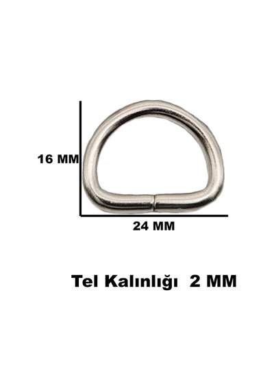Anahtarlık Montaj Halkası D Çanta Bağlantı Halkası 24x16 Mm 100 Adet Gümüş Gümüş