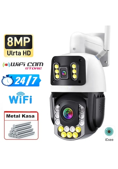 İcsee 8 Mp Çift Kameralı 42x Optik Zoom Metal Kasa Kamera