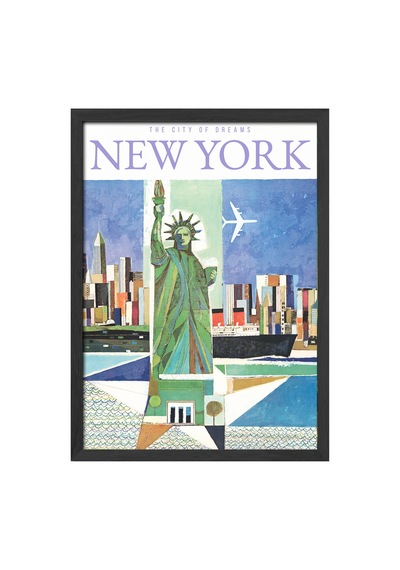 New York Siyah Ahşap Çerçeveli Poster, Dekoratif Seyahat Duvar Tablosu