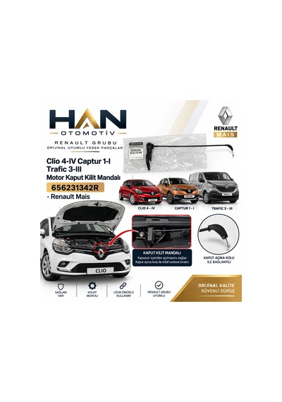 Mais Clio 4-ıv Captur 1-ı Trafic 3-ııı Motor Kaput Kilit Mandalı 656231342r -renault Mais
