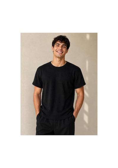 Regata Erkek/unisex Desenli Bisiklet Yaka Basic T-shirt Siyah