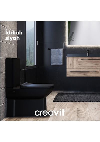 Creavit Lara Duroplast Yavaş Kapanan Klozet Kapağı Mat Siyah KC1603.01.1400E