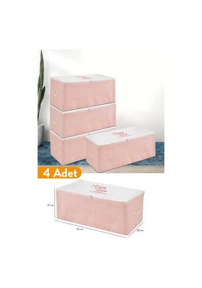 Adet - Küçük Boy Baskı Detaylı Pembe Çizgili Hurç 52 X 28 X 21 Cm Diğer