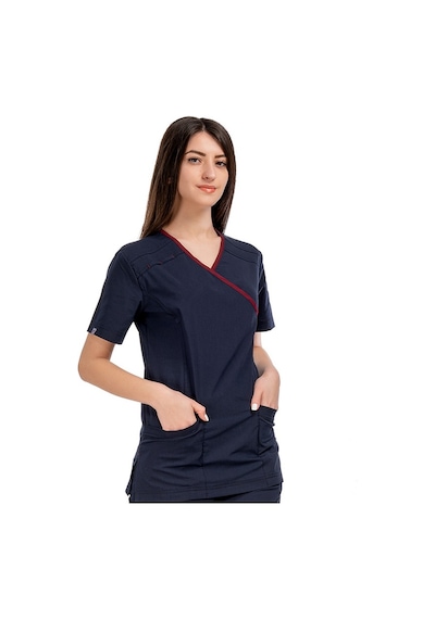 Kadın Spa Takım Likralı Terry Cotton Lacivert-bordo Biyeli