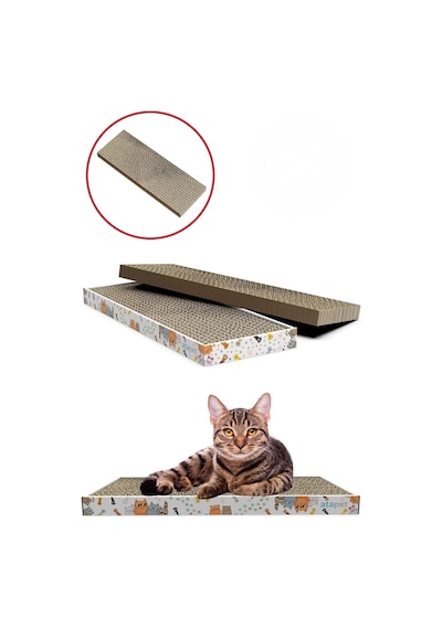 Tr Ata Home Tırmata Yeni Ürün Doğal Düz Karton Kedi Tırmalaması Kedi Tırmalama Tahtası Kartonu 47x17 Cm 2 Adet