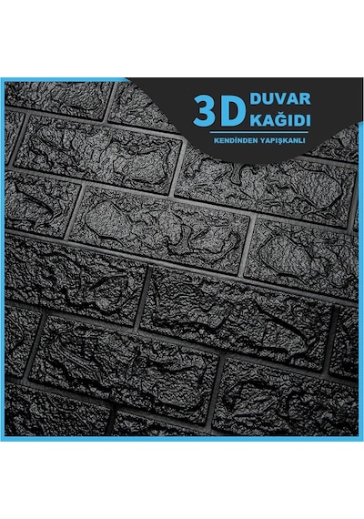 Nw06 Parlak Siyah Kendinden Yapışkanlı 3D Dekoratif Duvar Paneli (469443363)