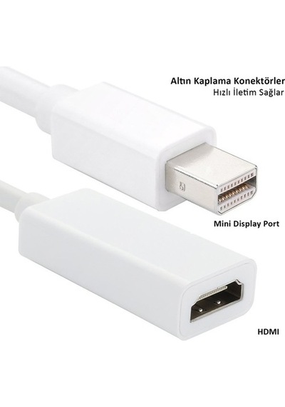 Apple Uyumlu MacBook Pro Air Retina Mini Display Port Dönüştürücü Hdmı Çıkışlı-Beyaz