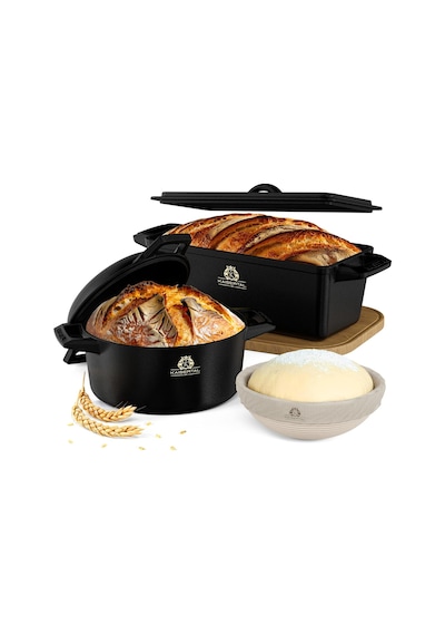 Döküm Ekmek Pişirme Seti Pot & Proofing Basket, Fırın Uyumlu, Indüksiyonlu Çok Renkli