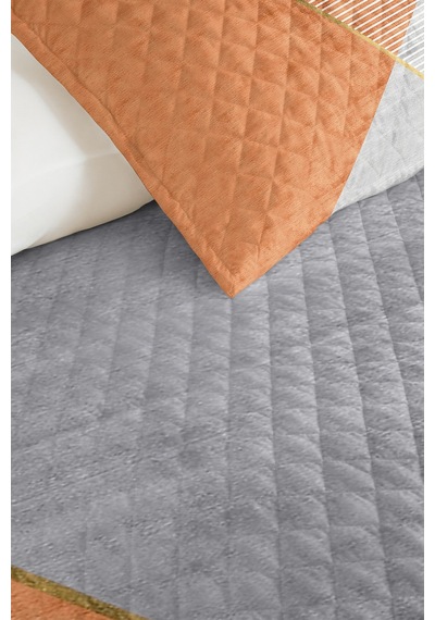 Mavi Geometrik Modern Genç Odası Tek Kişilik Pike Takımı-gri Çizgili Tarçın 160x220 Cm Yatak Örtüsü Kırık Koru Ufku