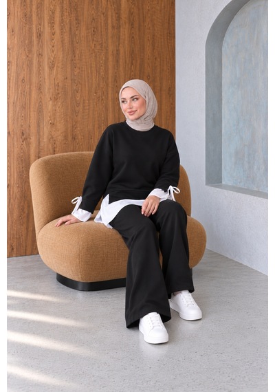 Unika Boutique Kadın Gömlek Garnili İkili Modal Takım Çok Renkli