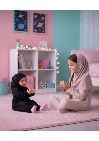 Tesettürlü Bebek Sesli Dua Eden İlahi Okuyan Eğitici Gözleri Hareketli Konuşan Oyuncak Et Bebek 43 Cm