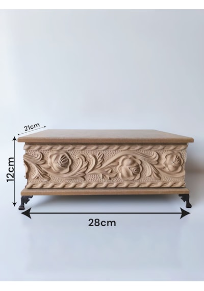 Ahşap-boyanabilir Ham Mdf-çiçek Desenli-çok Amaçlı Dekoratif Kutu