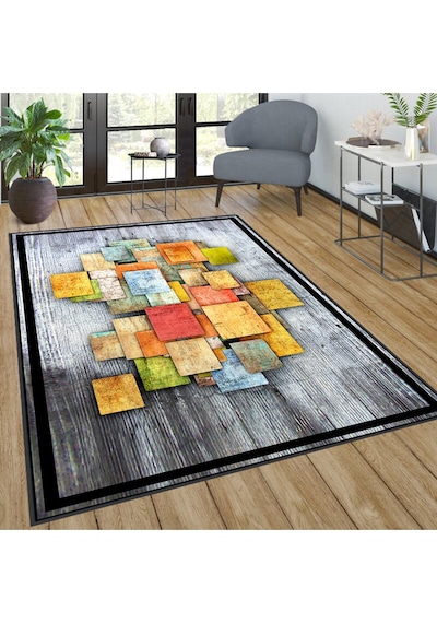 Rovigo Home Dijital Baskı Yıkanabilir Kaymaz Taban Salon Halısı RVG0250 Çok Renkli