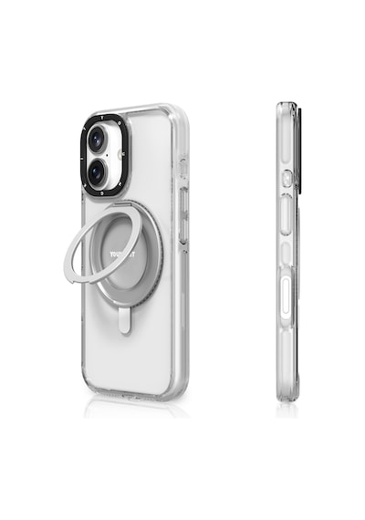 Apple iPhone 16 Uyumlu Kılıf Magsafe Şarj Özellikli Parmak Ring Standlı Youngkit Pivot Serisi Kapak Şeffaf