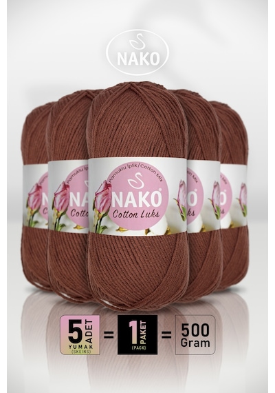 Cotton Lüks - 97556 Kızıl Kahve - 5'li Paket - 100gr/330m - Pamuklu Hırka Yelek Amigurumi İpi