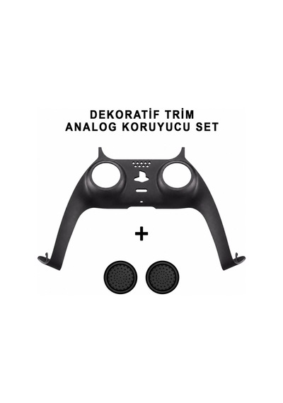 Ps5 Dekoratif Trim Analog Koruyucu Silikon Kılıf Set Playstation 5 Dualsense Renkli Ön Şerit Aksesuar Siyah