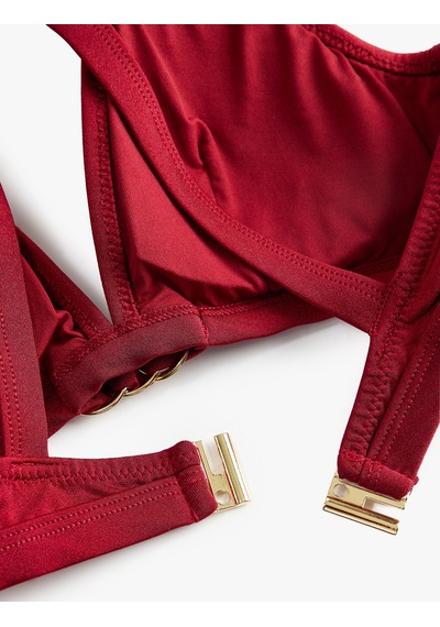 Koton Aksesuarlı Çapraz Askılı Bikini Üstü Bordo 6sak10033mm