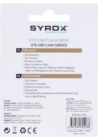 Syrox SYX-OTG32 32 GB USB 2.0 OTG Micro Flash Bellek