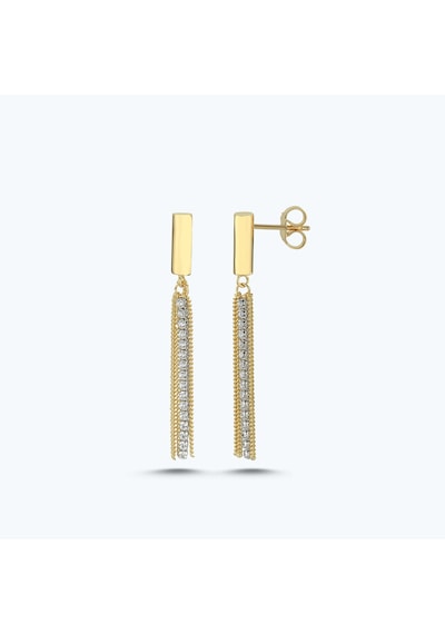 Altınbaş Altın Sallantılı Taşlı Zincir Küpe Akp0348-y-25945 Çok Renkli