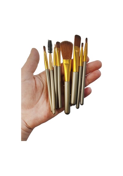 8 Parça Teneke Kutulu Makyaj Fırçası Seti Fondöten Far Eyeliner